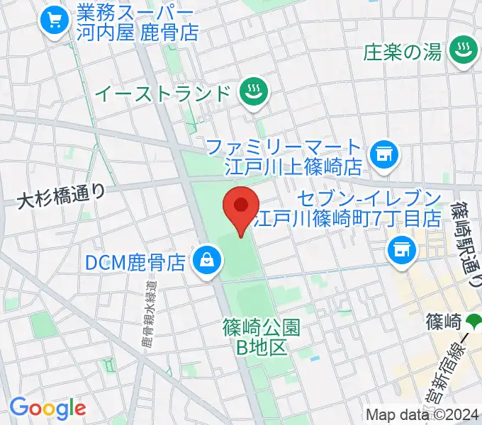 篠崎公園B地区鹿骨野球場の地図