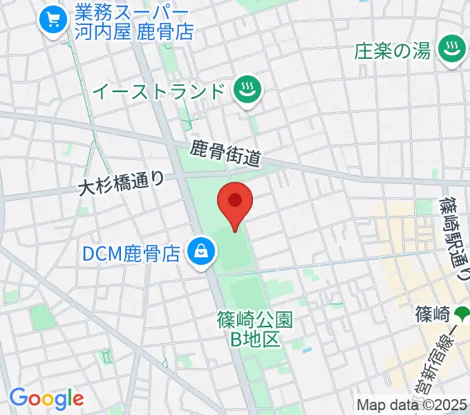 篠崎公園B地区鹿骨野球場の地図