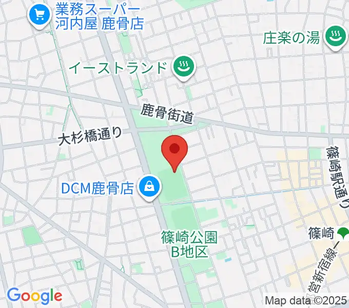 篠崎公園B地区鹿骨野球場の地図