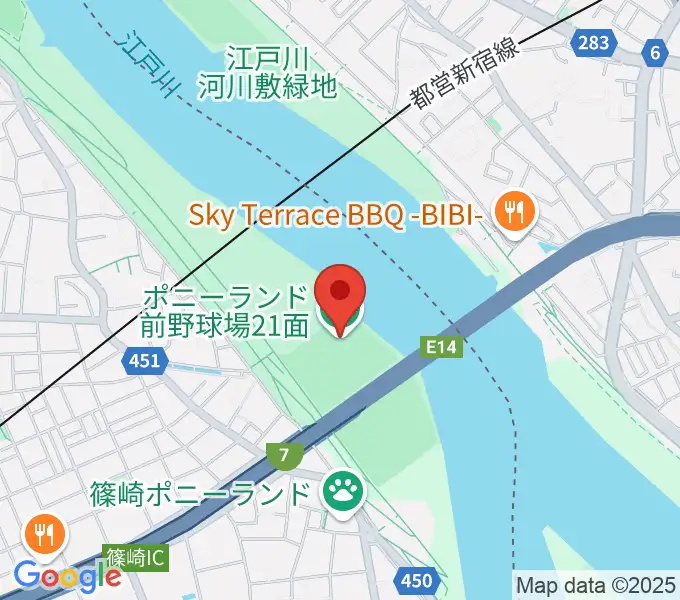 ポニーランド前野球場の地図