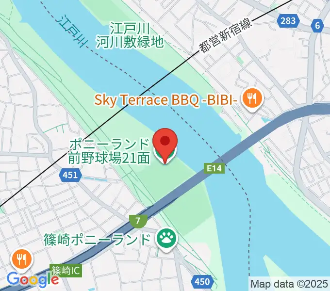 ポニーランド前野球場の地図