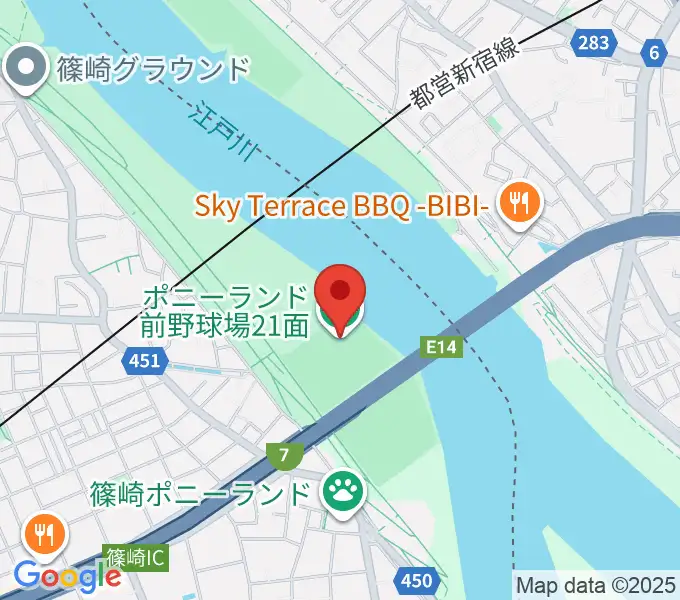 ポニーランド前野球場の地図