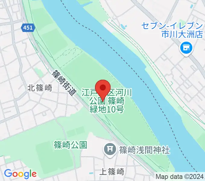 江戸川サッカー場・少年サッカー場の地図