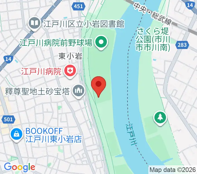 東小岩少年野球場の地図