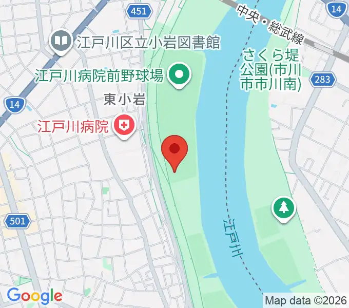 東小岩少年野球場の地図