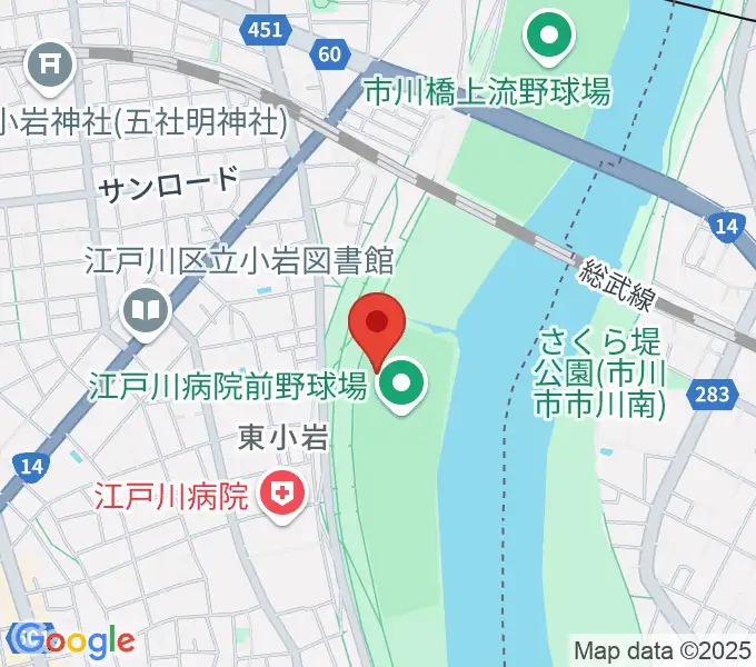 江戸川病院前野球場の地図