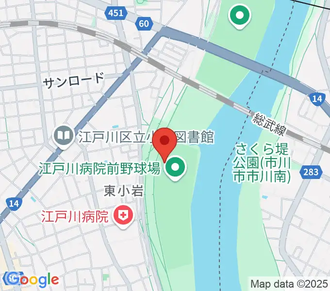 江戸川病院前野球場の地図
