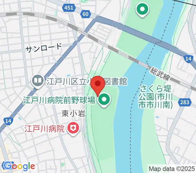 江戸川病院前野球場の地図