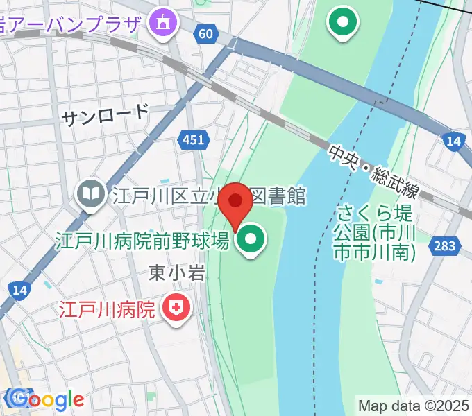 江戸川病院前野球場の地図