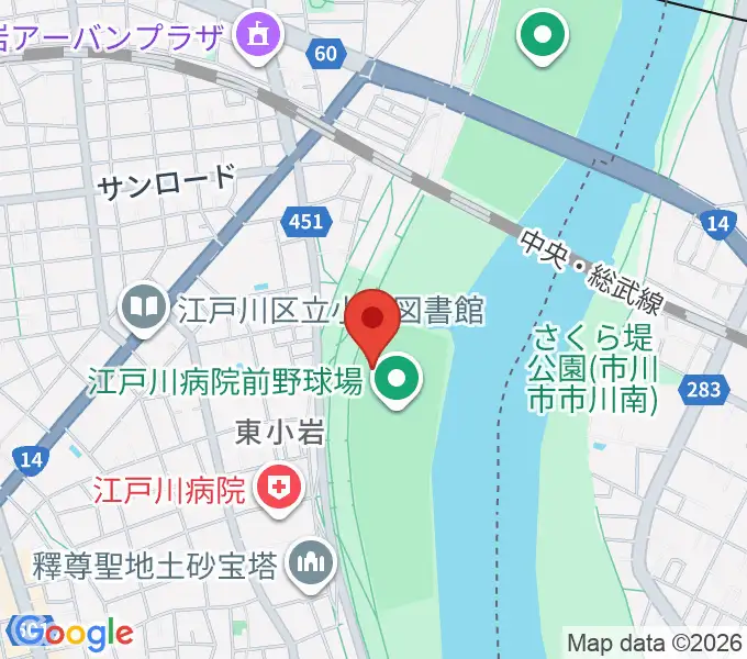 江戸川病院前野球場の地図