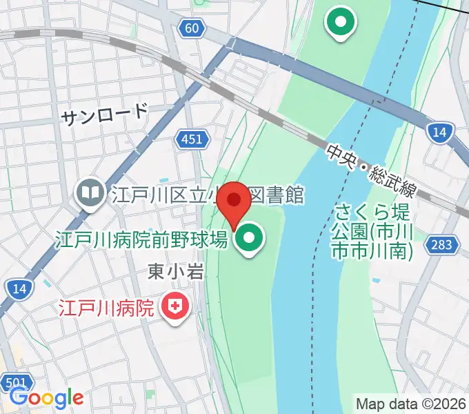 江戸川病院前野球場の地図