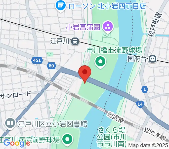 北小岩少年野球場の地図