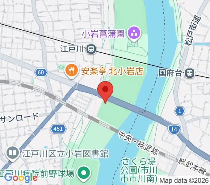 北小岩少年野球場の地図