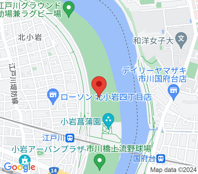 京成鉄橋上流野球場の場所