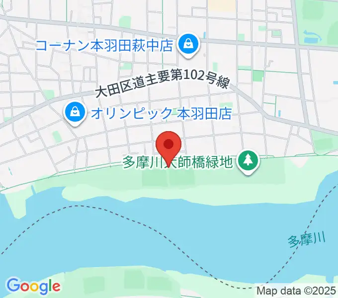 多摩川大師橋緑地野球場の地図