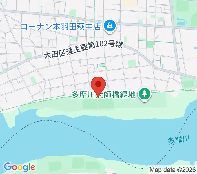 多摩川大師橋緑地野球場の地図