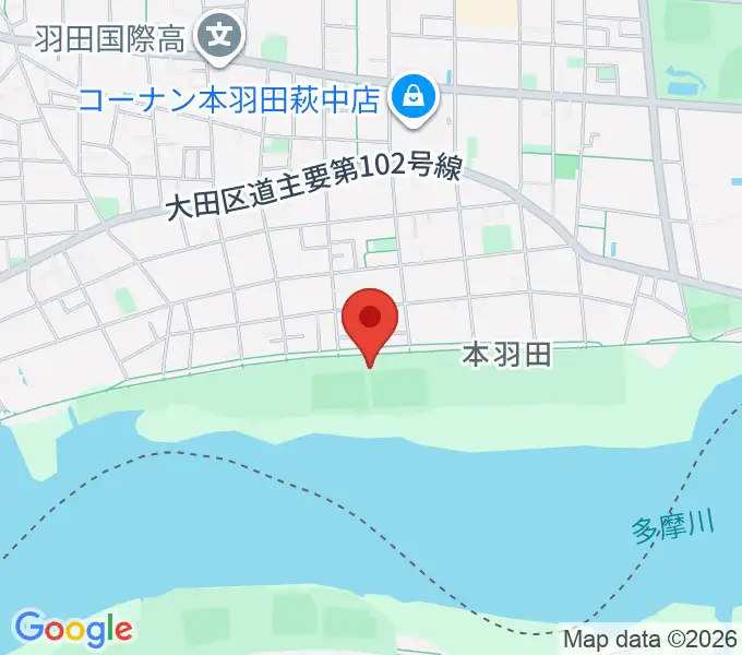 多摩川大師橋緑地野球場の地図