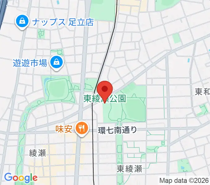 東綾瀬公園温水プールの地図