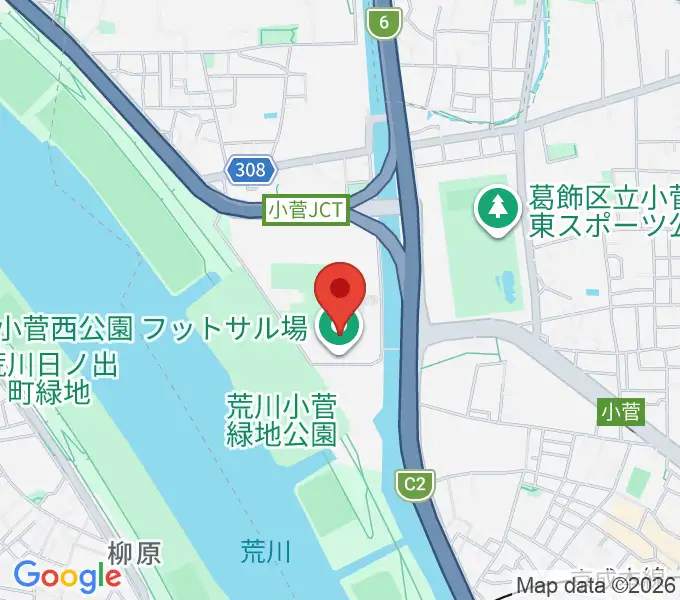 小菅西公園フットサル場の地図
