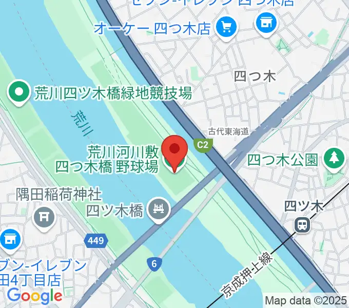 四つ木橋野球場の地図