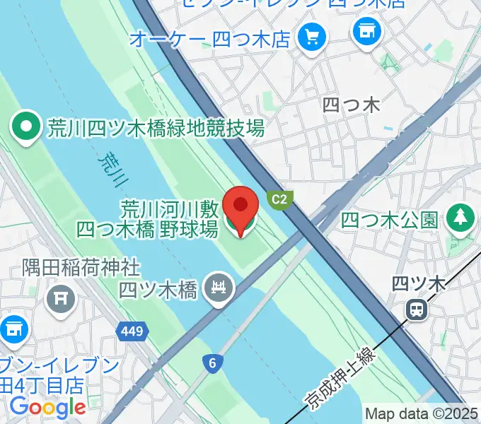 四つ木橋野球場の地図