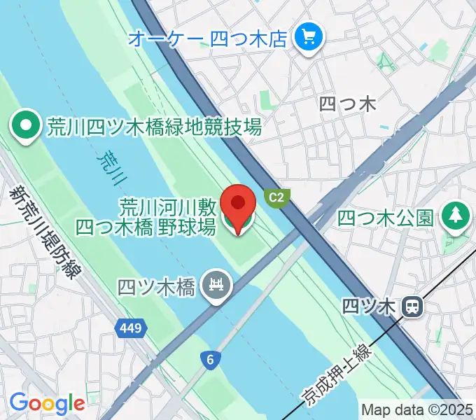 四つ木橋野球場の地図