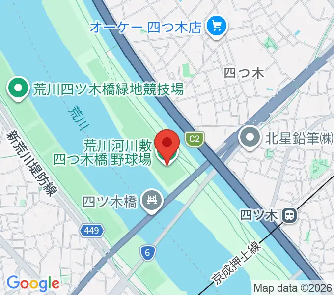 四つ木橋野球場の地図