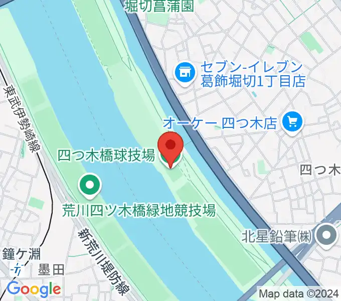 四つ木橋球技場の地図