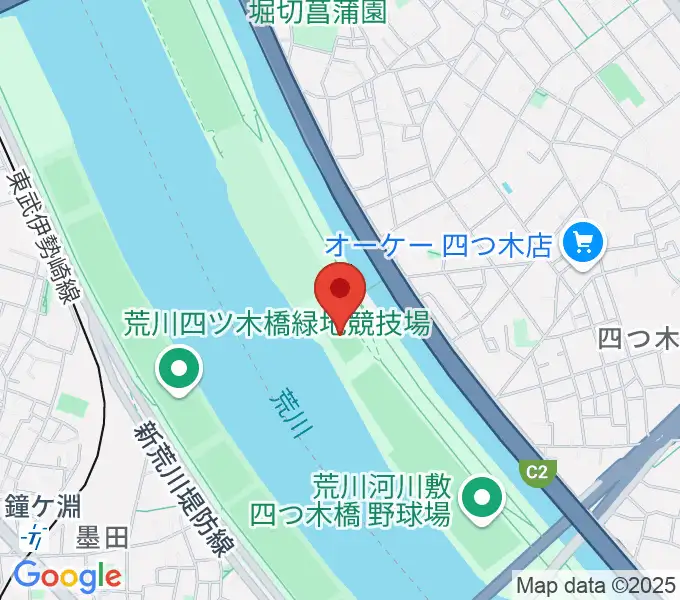 四つ木橋球技場の地図