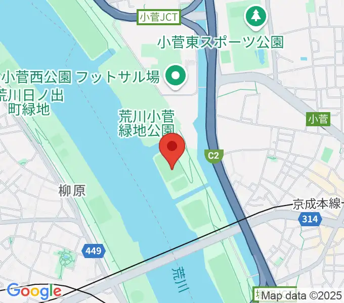 堀切橋少年硬式野球場の地図