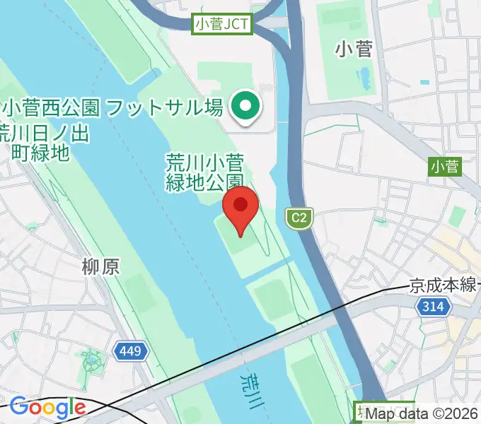 堀切橋少年硬式野球場の地図