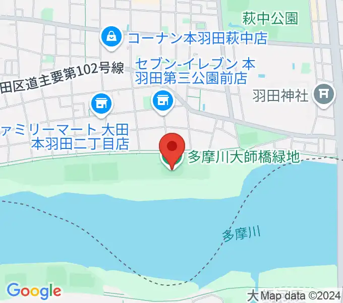 多摩川大師橋緑地の地図