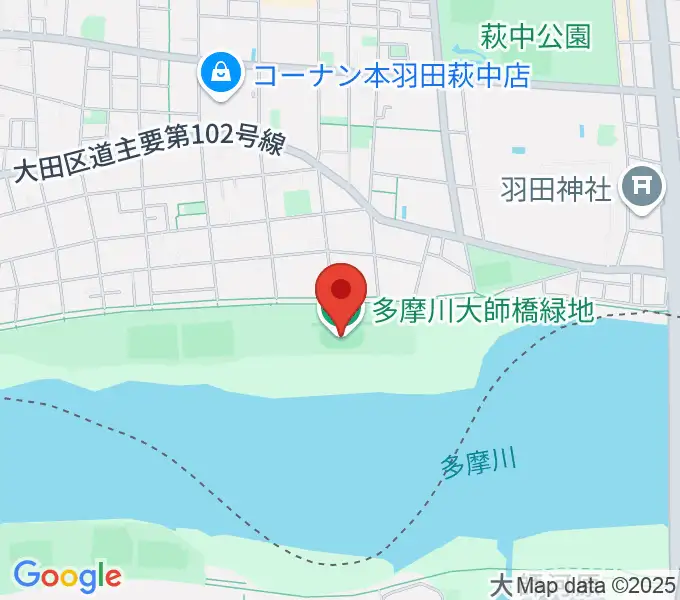多摩川大師橋緑地の地図