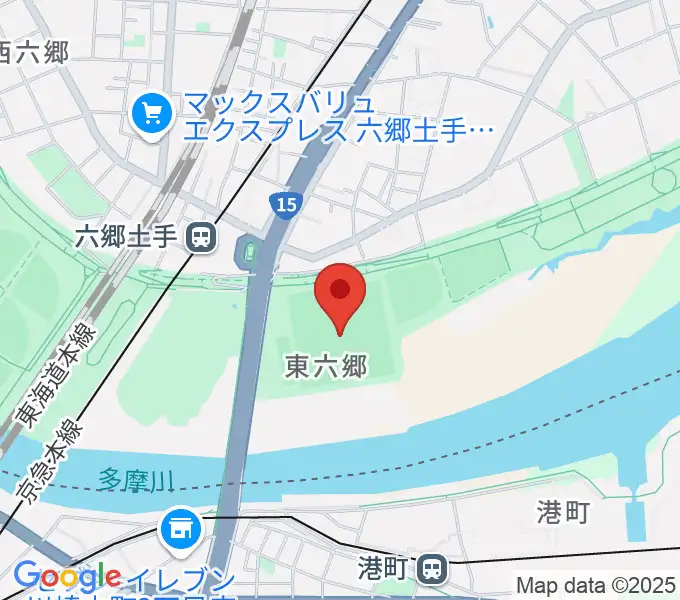 多摩川六郷橋緑地野球場の地図
