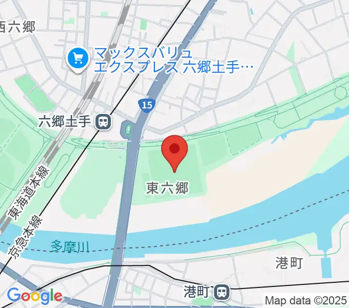 多摩川六郷橋緑地野球場の地図