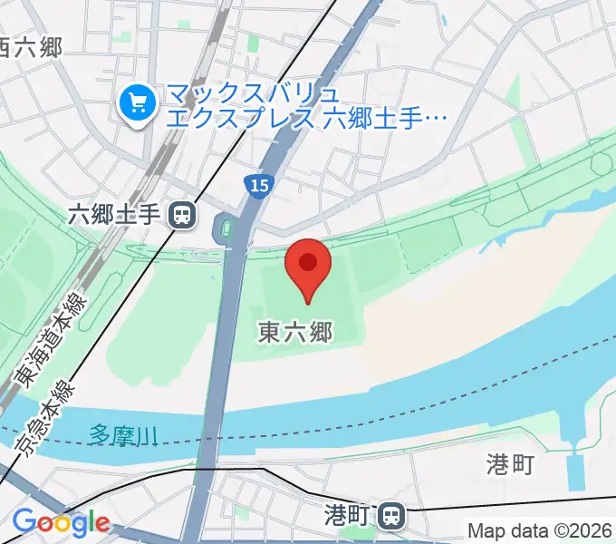 多摩川六郷橋緑地野球場の地図