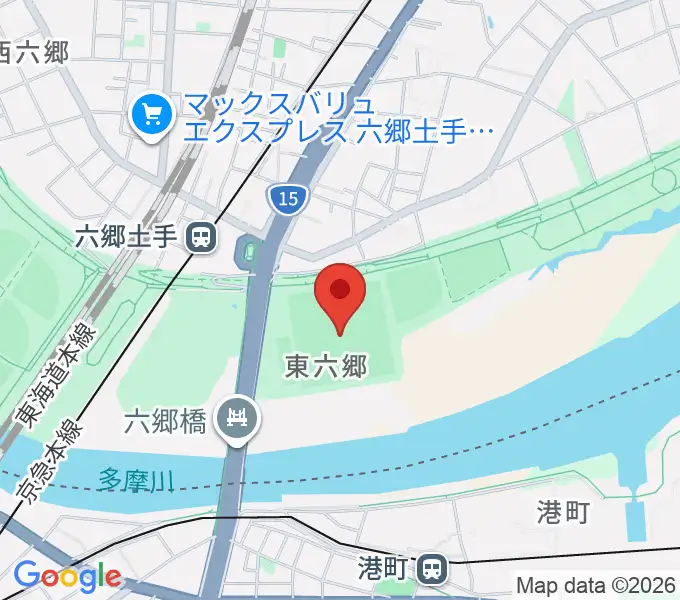 多摩川六郷橋緑地野球場の地図