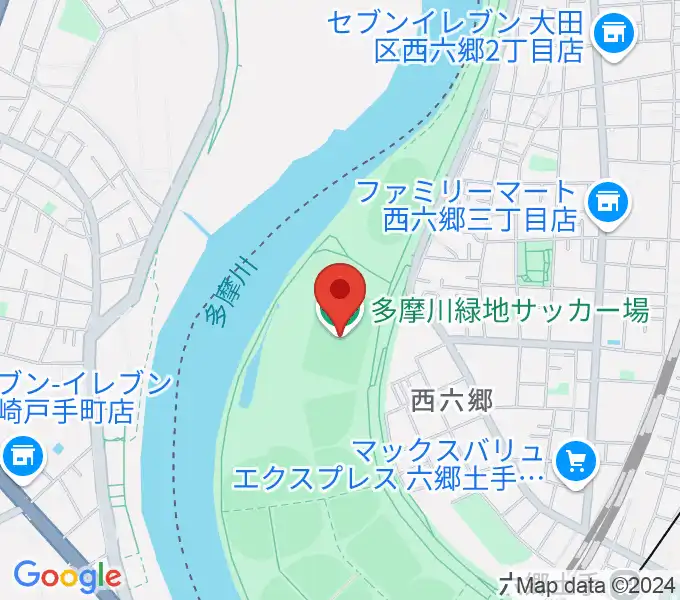 多摩川緑地サッカー場の地図