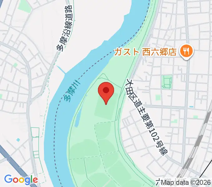 多摩川緑地サッカー場の地図