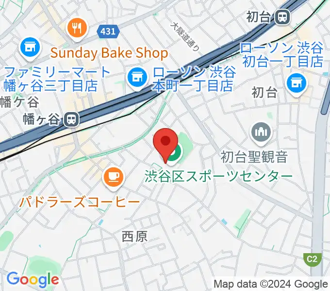 渋谷区スポーツセンター運動場の地図