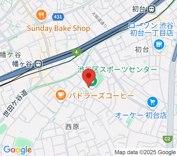渋谷区スポーツセンター運動場の地図