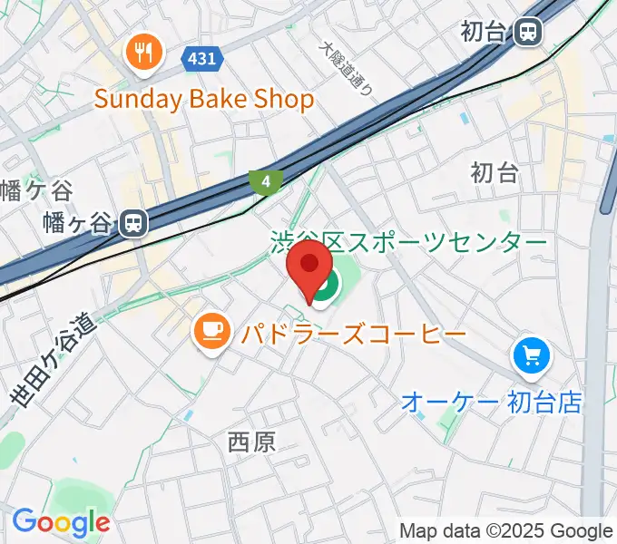 渋谷区スポーツセンター運動場の地図
