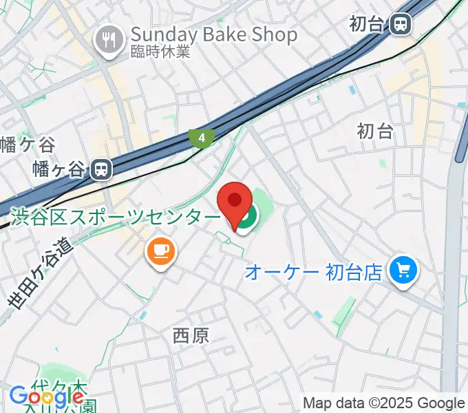 渋谷区スポーツセンター運動場の地図