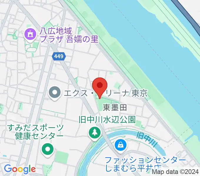 東墨田公園少年野球場の地図