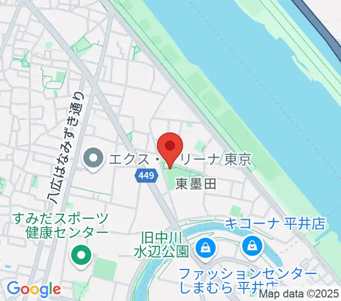 東墨田公園少年野球場の地図