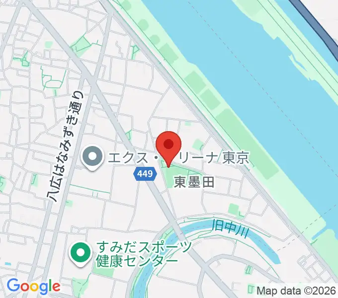 東墨田公園少年野球場の地図