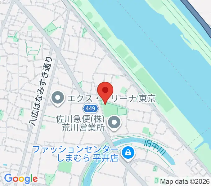 東墨田公園少年野球場の地図