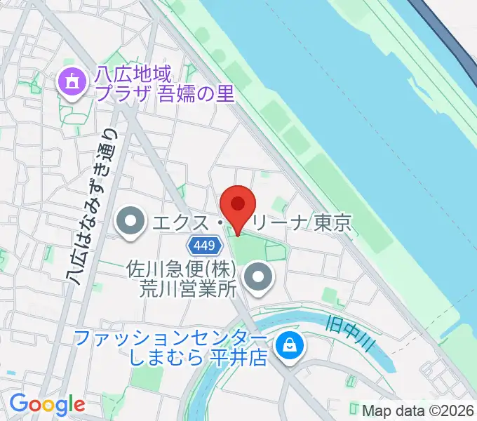 東墨田公園少年野球場の地図