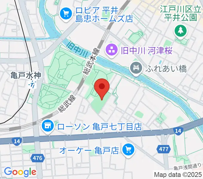亀戸運動公園少年野球場の地図