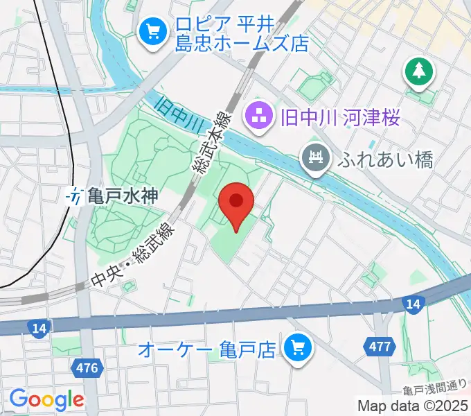 亀戸運動公園少年野球場の地図